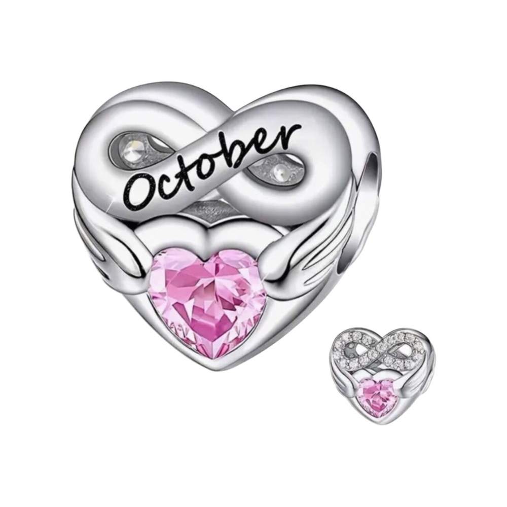 October Birthstone Heart Charm